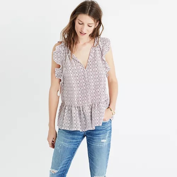 Madewell Tops - Madewell Lily Ruffle Silk Blouse